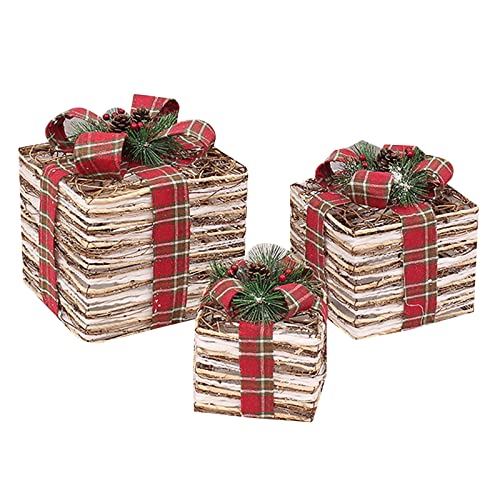 Weihnachtliches Rattan-Ornament, 3-teiliges Set, Szenendekoration für Zuhause, Festival, Urlaub, Party, Dekorzubehör von Ruarby