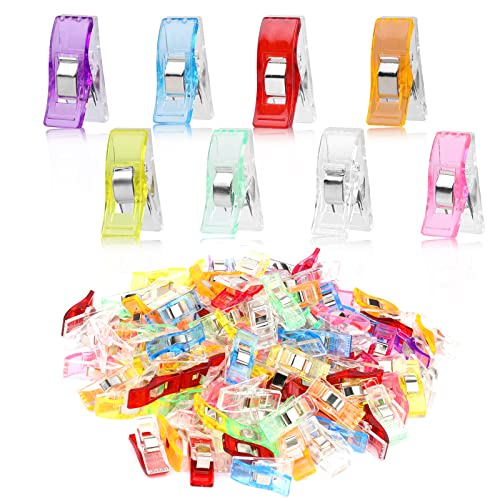 Ruasol Nähclips 100er Pack, Nähzubehör Quiltzubehör Bastelwerkzeuge, Mehrzweck-Nähclips und Quiltclips in Aufbewahrungsbox, zufällige Farbe von Ruasol