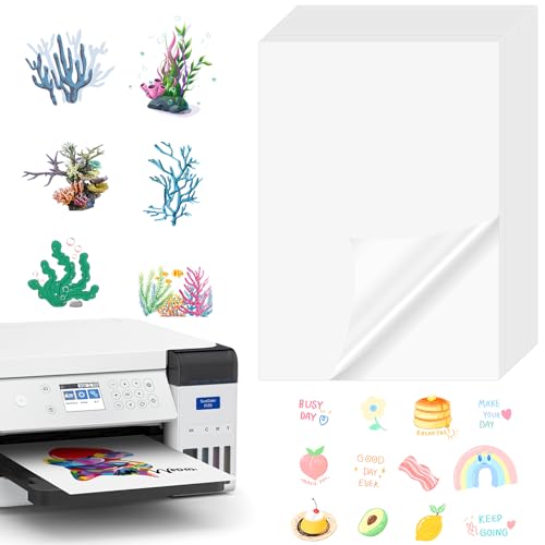 Blatt Sticker papier zum Bedrucken, A4 Selbstklebende Folien Bedrucken,Selbstklebend Folie Druckpapier,klar Selbstklebend,für Aufkleber Drucker, Laser und Tintenstrahldrucker Drucker von Rubessia