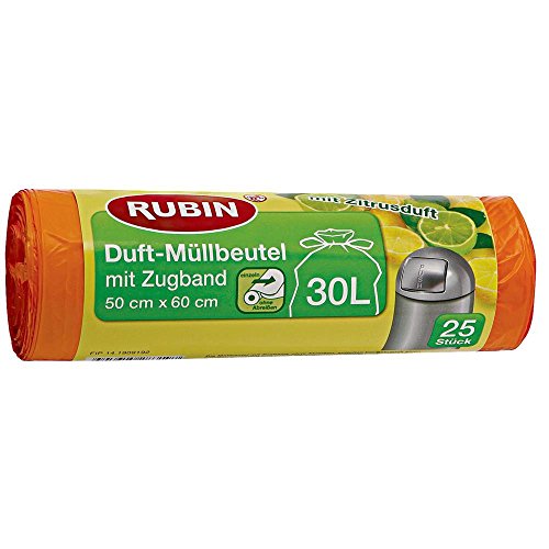 Rubin Duft-Müllbeutel mit Zugband 30 Liter 25 Stück, 1er Pack von Rubin