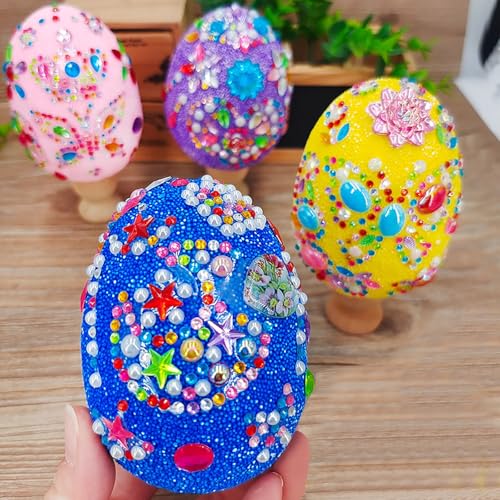 Rubu22a Diamond Painting Set Ostereier,Diamond Painting Kinder,DIY Ostern Diamond Painting Sticker,Diamant Malerei Kits Ostern Muster Ei，Kinder DIY Bastelgeschenke (B) von Rubu22a