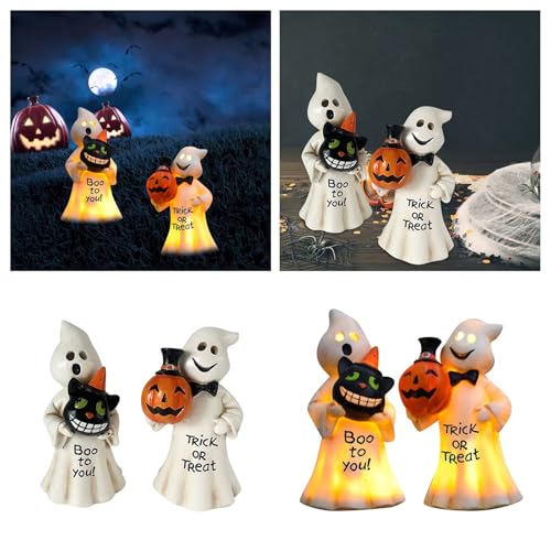 Rubu22a Halloween Geister Stableuchten Halloween Deko Batteriebetrieb Halloween Deko Outdoor Halloween Gespsenster Innen Deko (B, 1) von Rubu22a