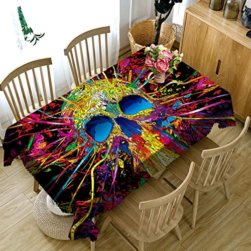 Rubyia Tablecloth Rectangle, Wasserabweisend Tischtuch Ausgefallenes Totenkopf Muster, Polyester, Bunt, 110 x 170 cm von Rubyia