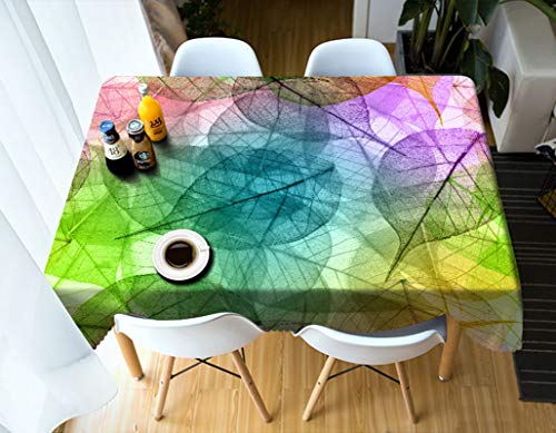 Rubyia Tischdecke Rechteckig Wohnzimmer, Wasserabweisende Table Cloth Buntes Blätter Muster, Polyester, Grün Lila, 110 x 170 cm von Rubyia