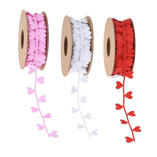 3 Rollen Polyester Love Heart Prägeband Seidenband für elegante Dekoration und handgemachtes Handwerk Hochzeitsbedarf von Rudiaoa