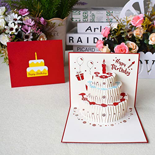 3D For Cards Handmade Cake Popup Grußkarte Happy Birthday Postkarte mit Umschlag für Frau Ehemann Freundin von Rudiaoa