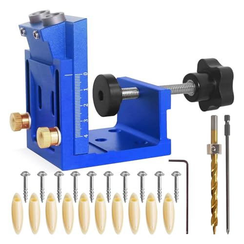 Einstellbarer Holzdübelvorrichtung, Bohrer, Locher, Positionierungsöffner, Holzbearbeitungswerkzeug, inklusive Bohrer und Dübel von Rudiaoa