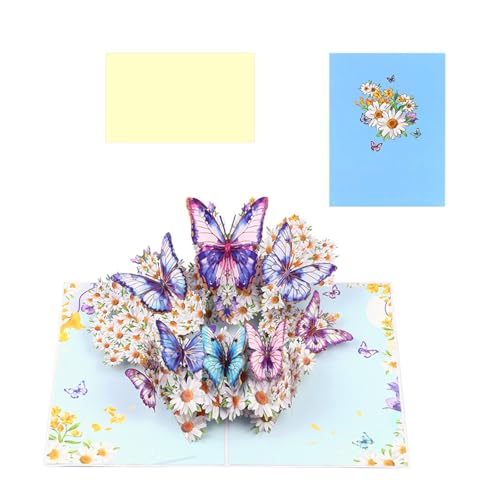 Handgefertigte 3D-Schmetterlings- und Blumen-Karte, helle 3D-Schmetterlings- und Blumen-Karte, handgefaltete Papierkarte für verschiedene Festivals von Rudiaoa