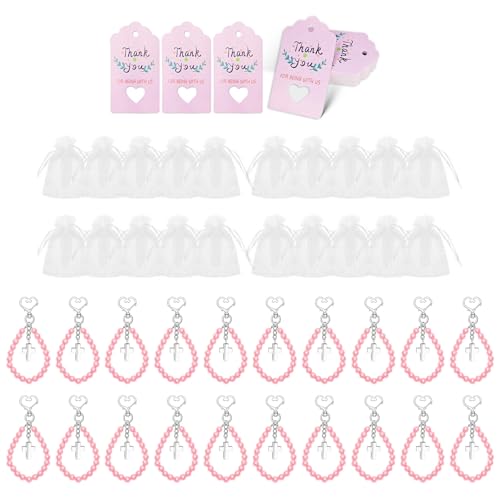 Rudiaoa 20-teiliges Geschenk-Set für Babypartys, schöne Kreuz-Ketten, Charm, Partygeschenke mit Beuteln und Schätzungskarte von Rudiaoa