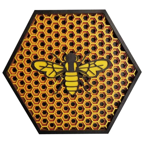 Rudiaoa Holzbienenen-Festivalschild, Bienen-Ornamente, Frühlingsdekorationen, Tier-Embleme, Tischkarte, mehrschichtige Holzdekorationen für Partys von Rudiaoa