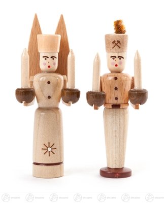 Rudolphs Schatzkiste Engel & Bergmann Miniatur Engel und Bergmann, Natur Höhe ca 8 cm NEU Erzgebirge Weihnachtsfigur Holzfigur von Rudolphs Schatzkiste