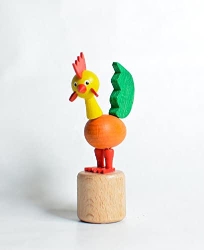 Rudolphs Schatzkiste Holzspielzeug Wackelfigur Hahn grün Höhe=8cm NEU Spielzeug Wackeln Wackeltier Wackelspielzeug Figur Holzspielzeug Holztier Tier Drücken Drückfigur Holz Holzfiguren Seiffen von Rudolphs Schatzkiste