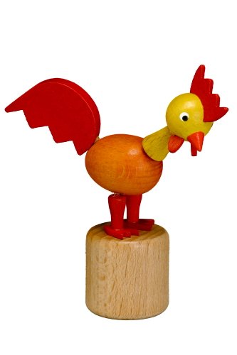 Rudolphs Schatzkiste Holzspielzeug Wackelfigur Hahn rot Höhe=8cm NEU Spielzeug Wackeln Wackeltier Wackelspielzeug Figur Holzspielzeug Holztier Tier Drücken Drückfigur Holz Holzfiguren Seiffen von Rudolphs Schatzkiste