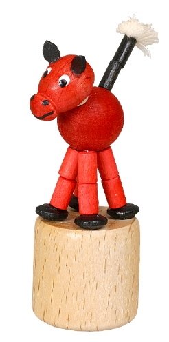 Rudolphs Schatzkiste Holzspielzeug Wackelfigur Pferd rot Höhe=8cm NEU Spielzeug Wackeln Wackeltier Wackelspielzeug Figur Holzspielzeug Holztier Tier Drücken Drückfigur Holz Holzfiguren Seiffen von Rudolphs Schatzkiste