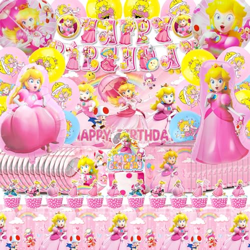 Peach Geburtstag Deko, Peach Luftballon, Peach Party Deko, Peach Pappteller, Tischdecke Peach, Peach Servietten, Peach Helium Ballon, Prinzessin Peach Partygeschirr, Peach Kuchen Deko von Ruenie