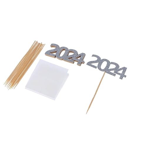 10 Stück Mini 2024 Frohes Neues Jahr Cupcake Topper für 2024 Neujahrs Feier Jubiläum Frohe Weihnachten Heim Kuchen Dekoration Zubehör von Rufevee