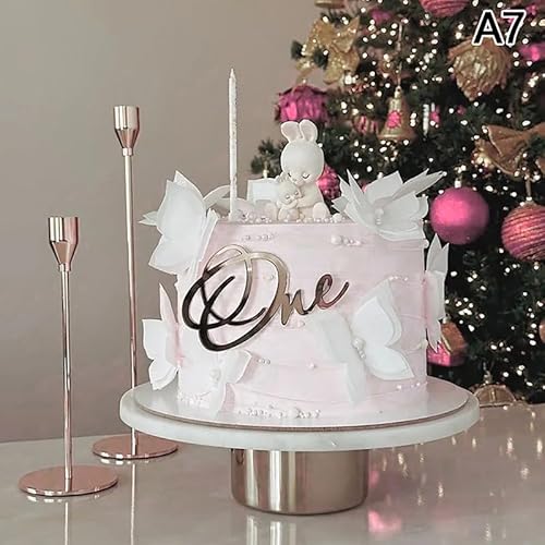 Neue Alles Gute zum Geburtstag Kuchen Topper Acryl Rose Gold Ein Cupcake Topper für Kinder 1. Geburtstags feier Kuchen Dekorationen Baby Dusche von Rufevee