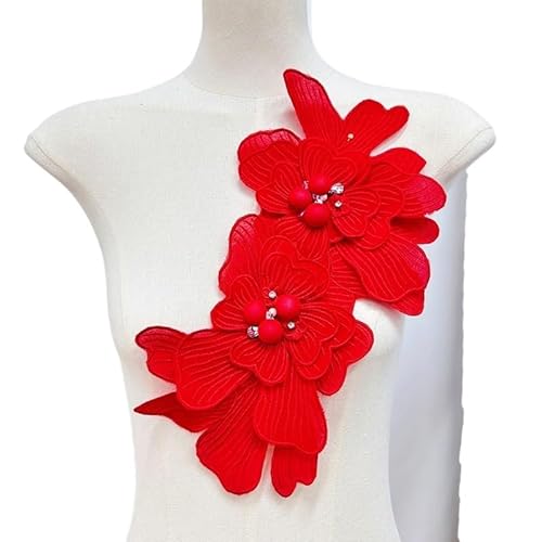 Pin Tuch Applique Dekorative Blume Große Stickerei Nieten Patch DIY Zubehör Corsage von Rufevee