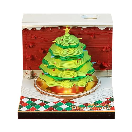 Rufevee 2024 Schreibtisch Weihnachtsbaum 3D Memo Pad Papier Kreativer Weihnachten DIY-Notizen Papierskulptur Geschenk Notizblock Papier Kunst Tempel des Himmels Skulptur Home Dekoration Geschenk von Rufevee