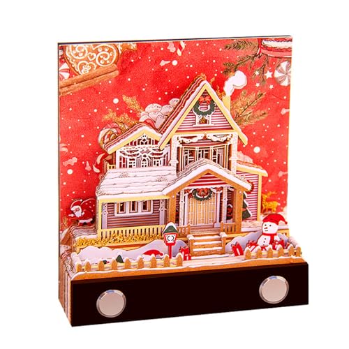 Rufevee 2024 Schreibtisch Weihnachtshütte 3D Memo Pad Papier Kreativer Weihnachten DIY-Notizen Papierskulptur Geschenk Notizblock Papier Kunst Tempel des Himmels Skulptur Home Dekoration Geschenk von Rufevee