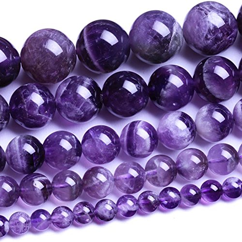 Natur Rund Dream Amethyst Achat Stein Perlen Bulk für Schmuckherstellung 4 mm, 6 mm, 8 mm, 10 mm, 12 mm 3 mm von Rui Long