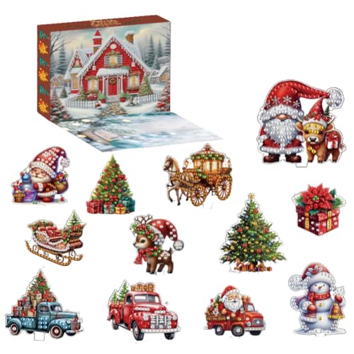 RuiDay Diamond Painting Adventskalender 2024 für Kinder, DIY Weihnachten Gem Arts and Crafts Adventskalender, Diamond Painting Kinder 12 Tage Weihnachten Countdown Kalender 2024 (Diamond Painting von RuiDay