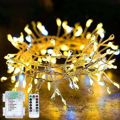 RuiLight 200 LED Lichterkette, 6M Kupferdraht Lichterkette Batterie Betrieben Außen/Innen, 8 Modi Weihnachten Lichter für DIY Urlaub Hochzeit Geburtstag Party Décor von RuiLight