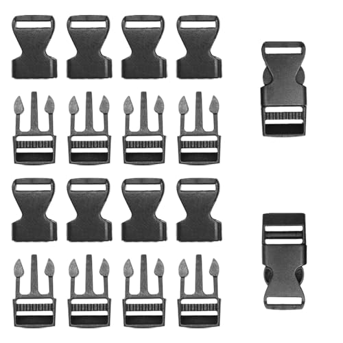 Ruidee 10 Stück Klickverschluss Gurtband Steckschnallen Steckschließer für Gepäckgurten Rucksackgurten (BK-15mm) von Ruidee