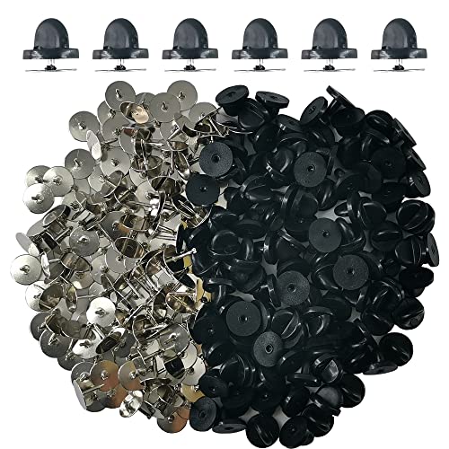 Ruidee 200Pcs/100 Paare Tie Tack Pin Backs mit Blank Pins, Bindungs Heftklammer Kupplungs Schmetterlings Gummibolzen Rückseiten Halter Wiedereinbau （Schwarz） von Ruidee