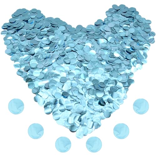 Ruidee 50 g/1,76 oz Konfetti mit Glitzer Runde Konfetti Tischkonfetti Zoll Konfetti Papier Stoff Dekoration für Luftballons, Hochzeit und Geburtstag (ZXY/Light Blue) von Ruidee