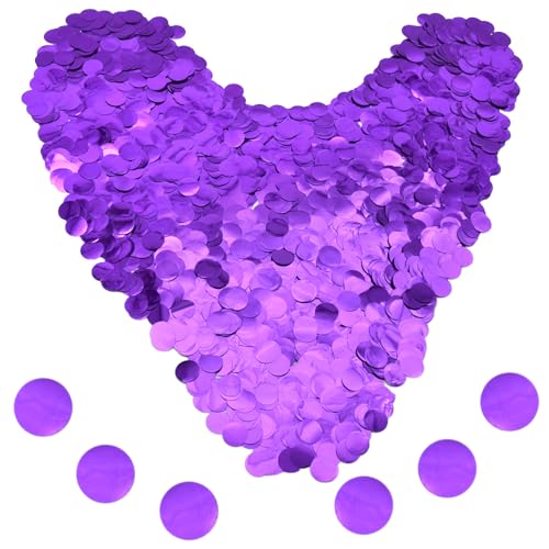 Ruidee 50 g/1,76 oz Konfetti mit Glitzer Runde Konfetti Tischkonfetti Zoll Konfetti Papier Stoff Dekoration für Luftballons, Hochzeit und Geburtstag (ZXY/Purple) von Ruidee