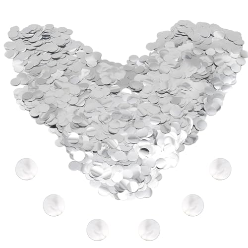 Ruidee 50g/1.76oz Konfetti aus Metallfolie 15mm Rund Papier Konfetti Glitzer Streudeko Dekoration Tischkonfetti Deko für Ballon,Hochzeiten,Geburtstagen (YZX/Silver) von Ruidee