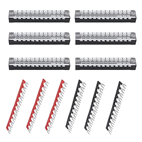 Ruidee 6 Sets elektrische Klemmenblock zweireihiger Anschluss Klemmleiste und Streifen 600 V 15 A Doppelreihige Schraubklemmen + vorisolierte Klemmen 400 V 15 A Brückenschränke (TB1508) von Ruidee