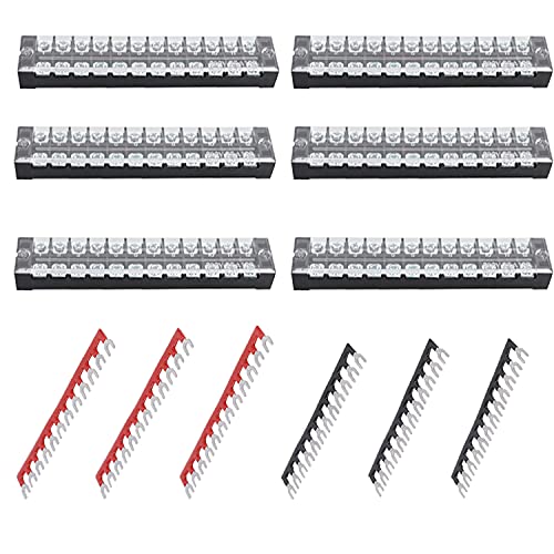 Ruidee 6 Sets elektrische Klemmenblock zweireihiger Anschluss Klemmleiste und Streifen 600 V 25 A Doppelreihige Schraubklemmen + vorisolierte Klemmen 400 V 25 A Brückenschränke (TB2512) von Ruidee