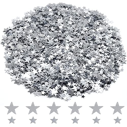 Ruidee 60 g Stern-Konfetti, Metallic-Folie, Sterne, Tisch-Konfetti, Metallic-Folie, Sterne, Pailletten, für Halloween, Geburtstag, Hochzeit, Festival, Party, DIY (Silber) von Ruidee