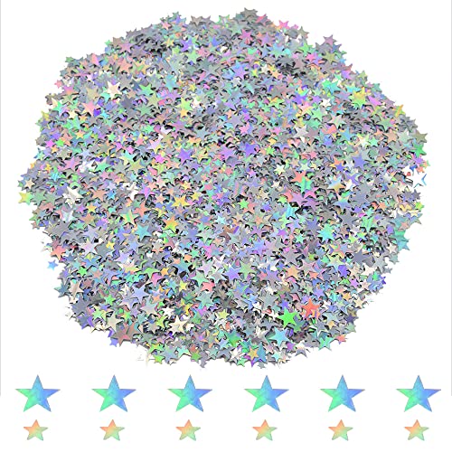 Ruidee 60g Stern Konfetti Holografische Tisch Streudeko Sterne Glitter Konfetti Deko Metallisch Folie Sterne Pailletten für Geburtstag Hochzeit Party Dekorationen (DXX/Colour Silver) von Ruidee