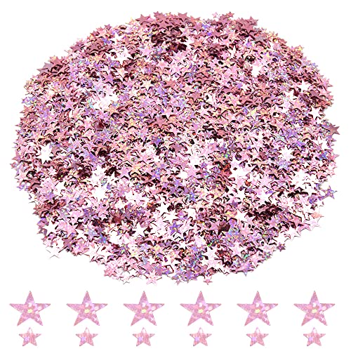 Ruidee 60g Stern Konfetti Holografische Tisch Streudeko Sterne Glitter Konfetti Deko Metallisch Folie Sterne Pailletten für Geburtstag Hochzeit Party Dekorationen (DXX/Glitter Rose Gold) von Ruidee