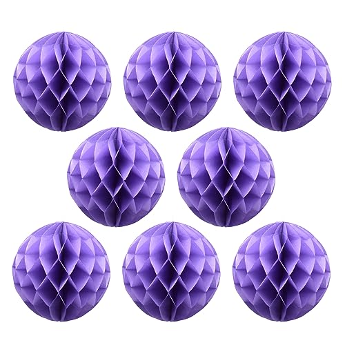 Ruidee 8 Stück Papier Wabenbälle 20cm Honeycomb Balls Pompons aus Seidenpapier Wabenpapier Papierkugeln Hängende Dekoration für Party Hochzeit Geburtstag (8in/Light Purple) von Ruidee