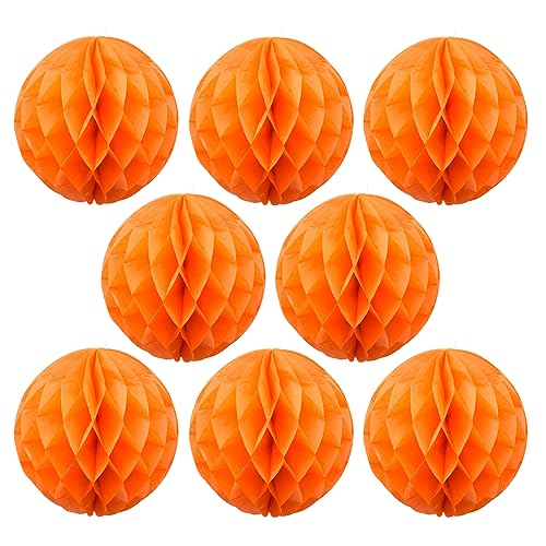 Ruidee 8 Stück Papier Wabenbälle 20cm Honeycomb Balls Pompons aus Seidenpapier Wabenpapier Papierkugeln Hängende Dekoration für Party Hochzeit Geburtstag (8in/Orange) von Ruidee