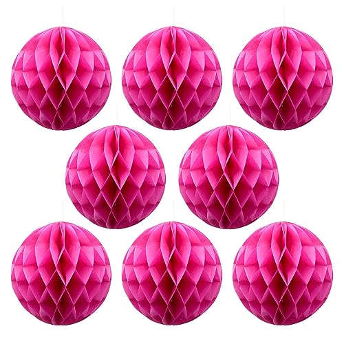 Ruidee 8 Stück Papier Wabenbälle 20cm Honeycomb Balls Pompons aus Seidenpapier Wabenpapier Papierkugeln Hängende Dekoration für Party Hochzeit Geburtstag (8in/Rose) von Ruidee