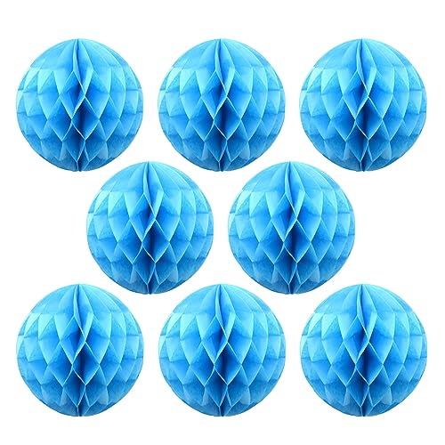 Ruidee 8 Stück Papier Wabenbälle 20cm Honeycomb Balls Pompons aus Seidenpapier Wabenpapier Papierkugeln Hängende Dekoration für Party Hochzeit Geburtstag (8in/Sky Blue) von Ruidee