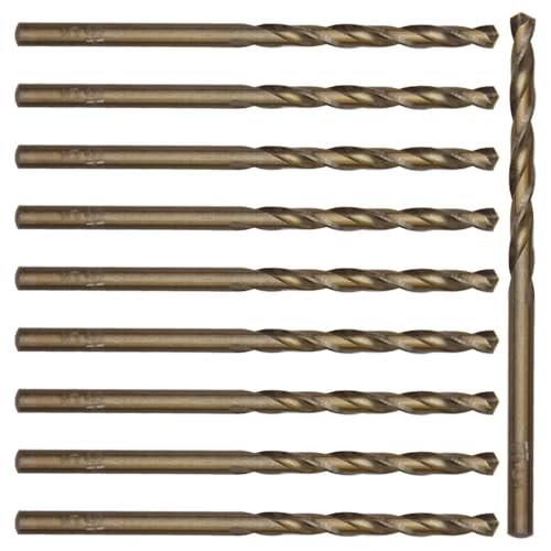 Ruidee Kobalt-Bohrer-Bits, 3 mm, Spiralbohrer, M35, HSS, metrischer gerader Schaft, Bohrer-Set für Edelstahl, Holz, Kunststoff (LSZ/3 mm), 10 Stück von Ruidee