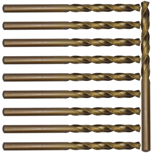 Ruidee Kobalt-Bohrer-Bits, 5 mm, Spiralbohrer, M35, HSS, metrischer gerader Schaft, Bohrer-Set für Edelstahl, Holz, Kunststoff (LSZ/5 mm), 10 Stück von Ruidee