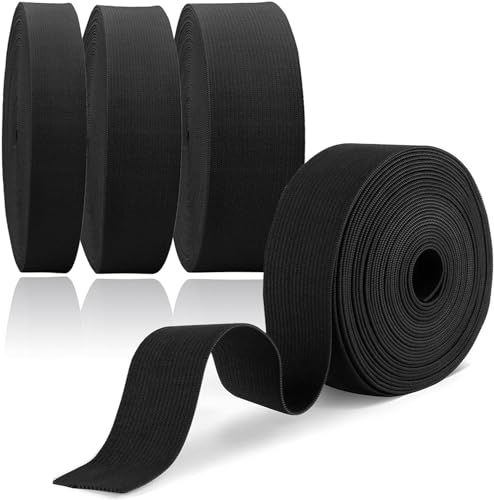 Gummiband, Gummiband Nähen, Elastisches band, Gummilitze, 10mm 20mm 30mm 40mm für Hosengummi DIY Handwerk Stoffe zum Nähen, Nicht Leicht Verformbar, Schwarz,5Meter, 4 Stück von Ruikcoll