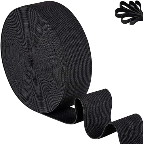 Gummiband, Gummiband Nähen, Elastisches band,Gummilitze Elastisches Zum Nähen,für Hosengummi, elastische Kordel, DIY-Handwerk, Stoff zum Nähen, Schwarz 20mm Breit - 10 Meter von Ruikcoll