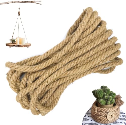 Juteseil, 10 Meter Lang Hanfseil, 10 Millimeter Dicke Jute Schnur, 3-Stränge Juteseil Tau Seil, Handlaufseil, Jute Bastelschnur, Haus Dekoration, für DIY,Bündel undHandwerk, Braun von Ruikcoll