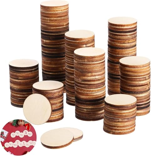 Runde Naturholzscheiben, Holzplatte Rund,Unvollendete Holzplatte zum Basteln für Pyrografie, Malerei, hängende Dekorationen (5CM-50Pack) von Ruikcoll