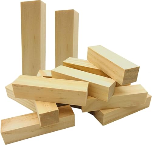 Schnitzholz Schnitzen Natürlich Lindenholz, Carving Blocks für DIY Holzschnitzen,Rohlinge BalsaholzzumSchnitzblöckeHolzblöcke Unbehandelt Schnitzblock Basswood,10x2.5x2.5cm,14Stk von Ruikcoll