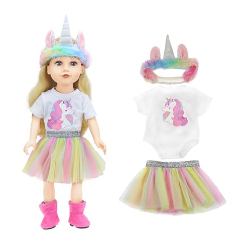 Ruikdly Puppenkleidung 36-45 cm, Kleidung Einhorn Puppenkleider, Outfits für Baby Puppen, 18 Zoll Kleid, Puppenkleid mit Kleidung, Kleider, Hüte,Kindergeschenke, Mädchen Jungen von Ruikdly