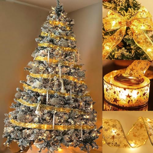 Ruikdly Weihnachtsbänder Lichter 10M 100LED Glänzende Band Lichterkette Weihnachtsbaum Band für Indoor Outdoor Weihnachtsbaumschmuck,Party,Hochzeit,Urlaubsdeko von Ruikdly